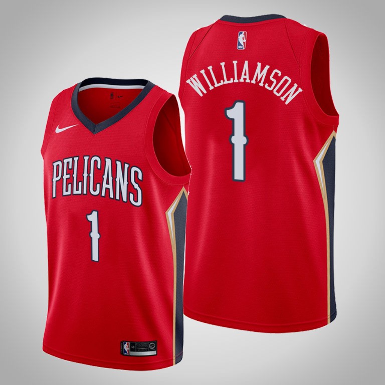 Men's New Orleans Pelicans #1 Zion Williamson Red NBA Stitched Jersey